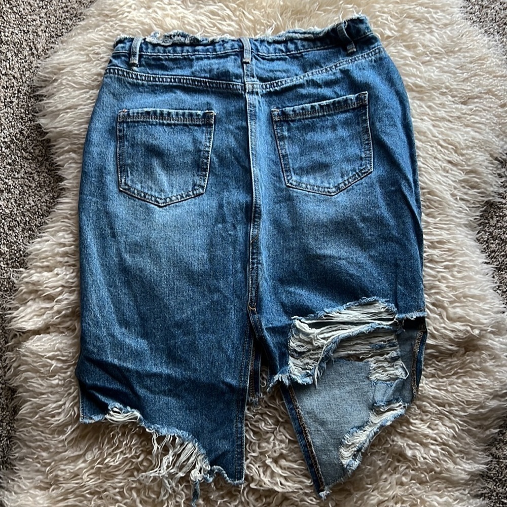 Missguided Blue Denim Distressed Mini Skirt - Picture 7 of 12
